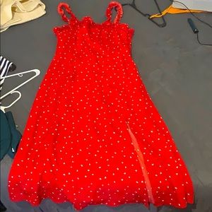 Red sundress with white hearts